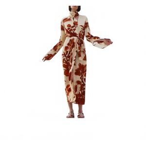 NEW JOHANNA ORTIZ unmooring wrap dress in ecru-brown